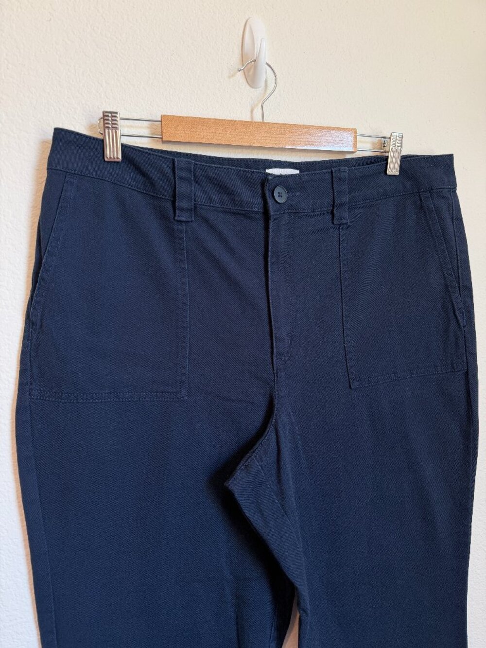 LOFT Outlet High Rise Tapered Leg Pants 16 NWT Navy Cotton Stretch Ankle Casual - Picture 3 of 9